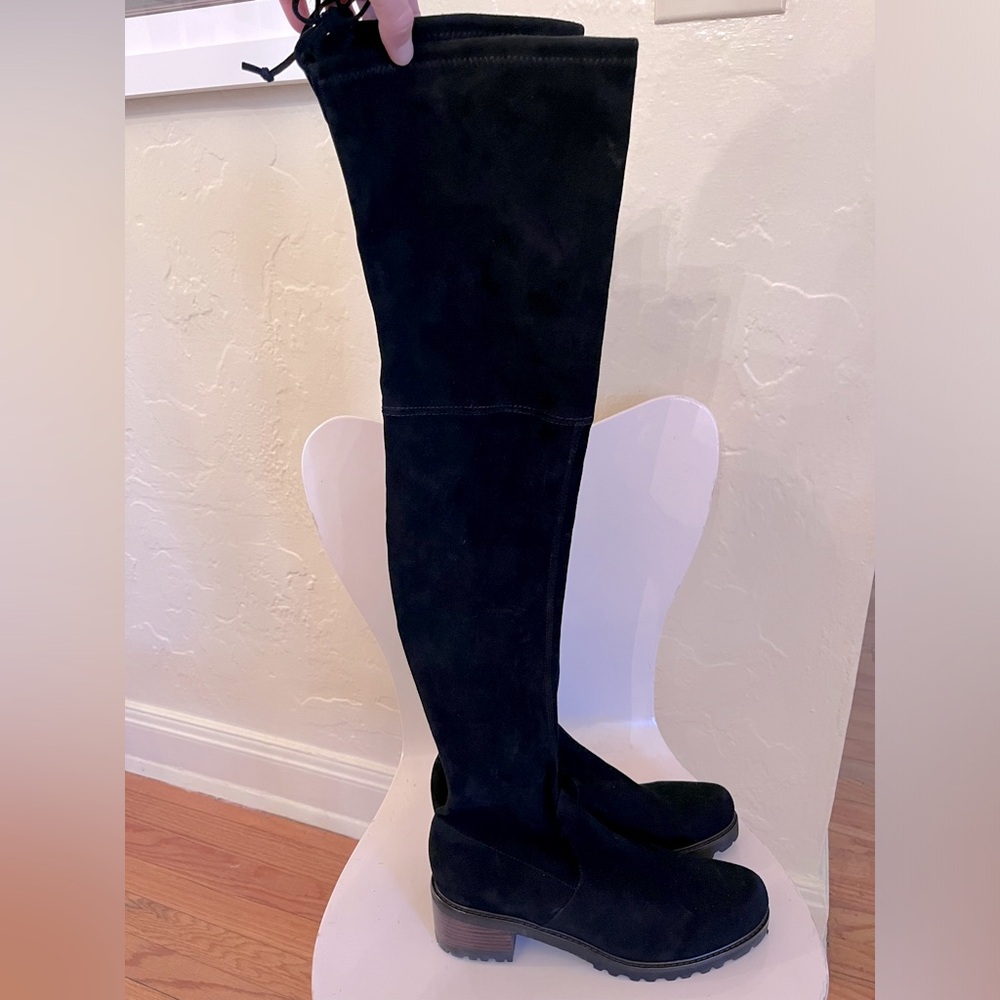 Stuart Weitzman, sz 10.5, over the knee suede boots, lug heel, NWOT